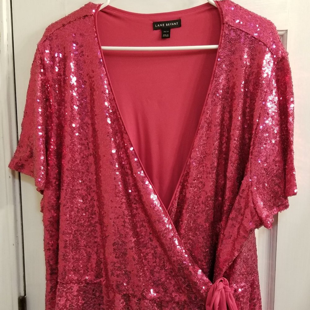 Lane Bryant Pink Sequin Shirt Size 26/28